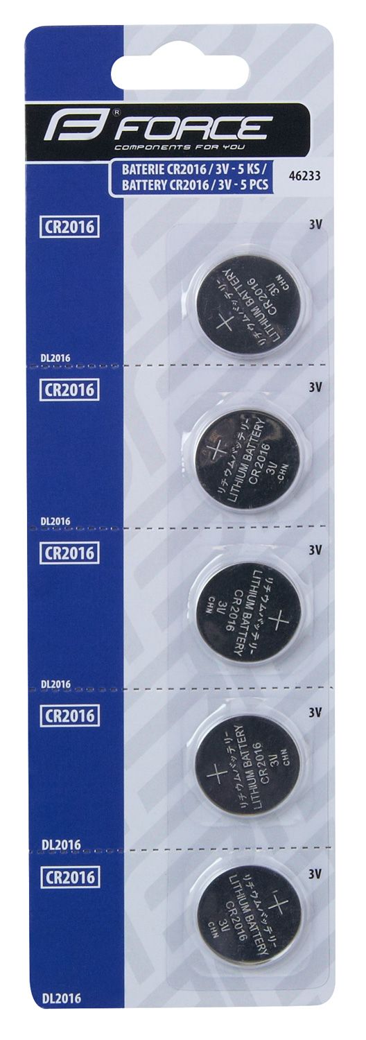 baterie FORCE mincové CR2016 / 3V 1 x 5 ks