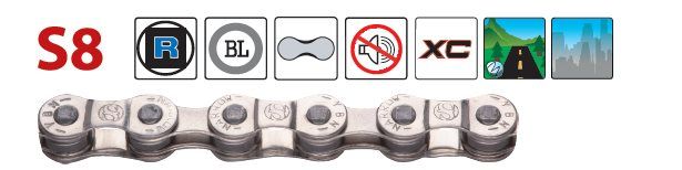 Yaban - Řetěz S8 šedý 8x