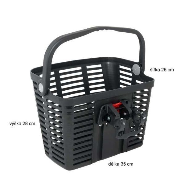košík plastový na řídítka KLICK FIX, černý BELLELLI