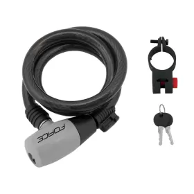 zámek F RON spirálový s držákem 185cm/8mm, černý FORCE