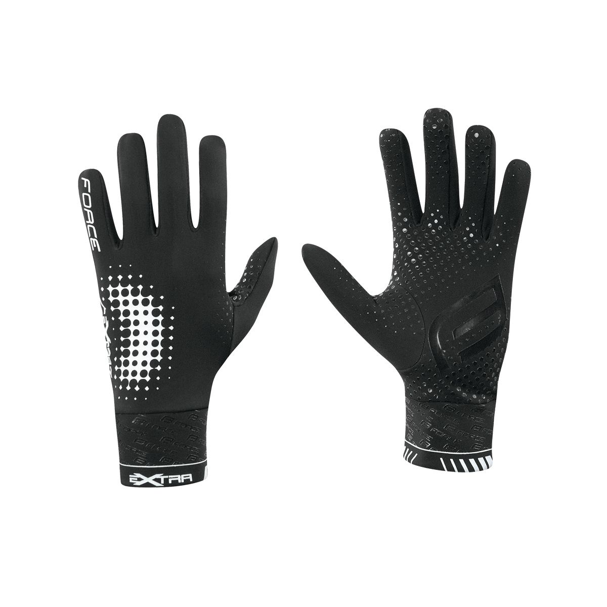 rukavice FORCE EXTRA, jaro-podzim, černé XXL